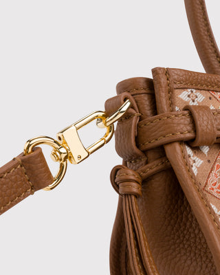 Architectural-Inspired Silk Brocade & Leather Baguette Bag