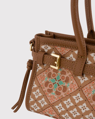 Architectural-Inspired Silk Brocade & Leather Baguette Bag