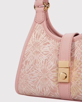 Pink Firework Silk Brocade Leather Handbag