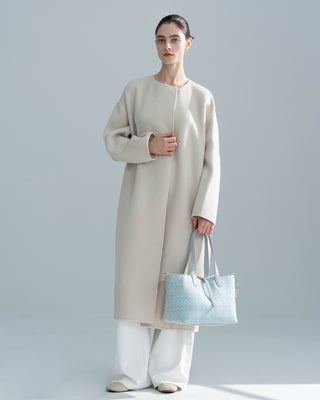 Silk Brocade & Genuine Leather Tote Bag
