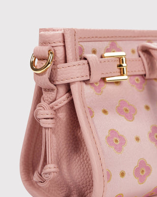 Pink Persimmon Motif Silk Brocade Baguette Bag