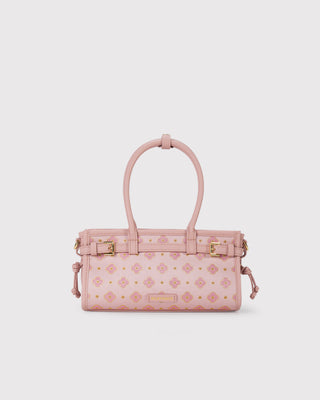 Pink Persimmon Motif Silk Brocade Baguette Bag