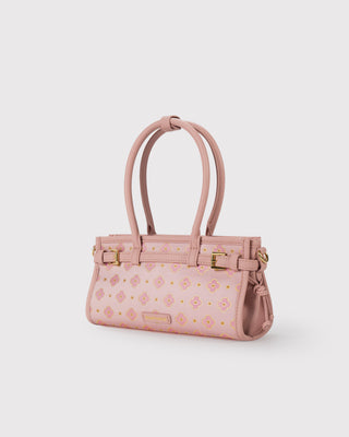 Pink Persimmon Motif Silk Brocade Baguette Bag
