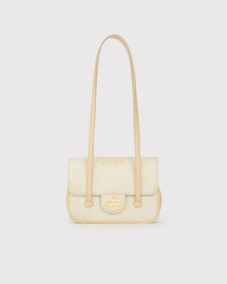 Yellow Fireworks Brocade Handbag with Long Strap