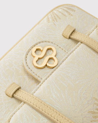 Yellow Fireworks Brocade Handbag with Long Strap