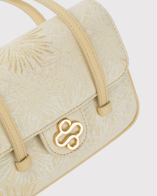 Yellow Fireworks Brocade Handbag with Long Strap