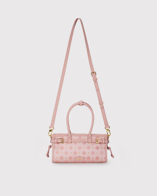 Pink Persimmon Motif Silk Brocade Baguette Bag