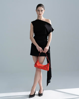 Brocade Leather Hobo Handbag