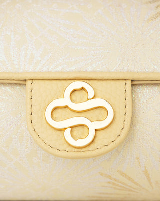 Yellow Fireworks Motif Silk Brocade Leather Cylinder Bag