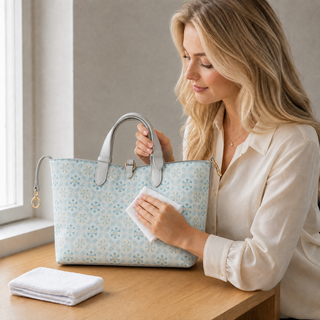 Handbag wiping - professional surface maintenance for leather purse